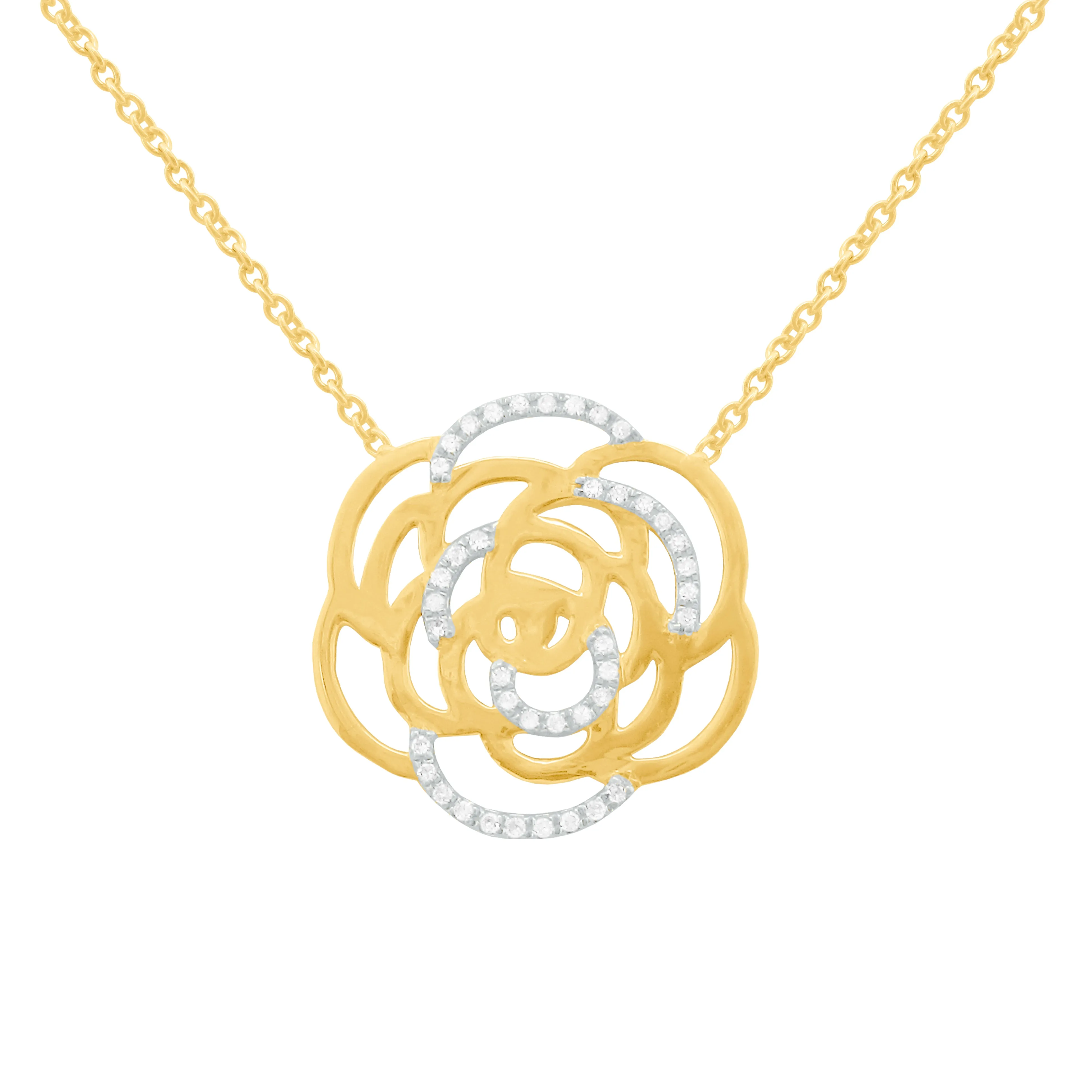 14K GOLD DIAMOND AMARA FLOWER NECKLACE