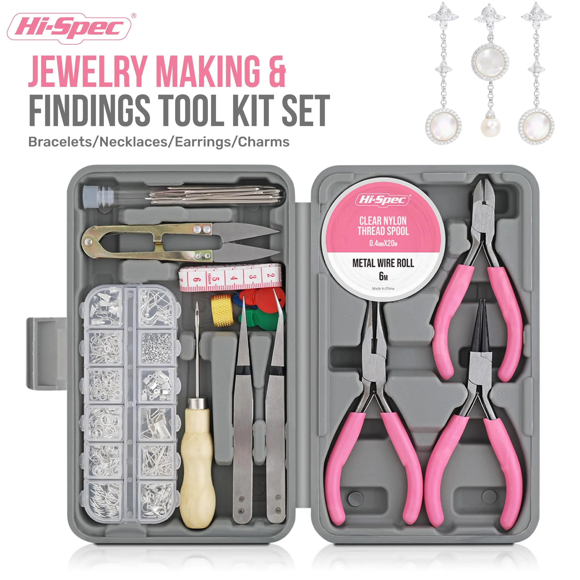 17pc Jewellery Making Craft Tool Kit with 600pc Findings Accessories Box Set for Handmade Arts & Crafts