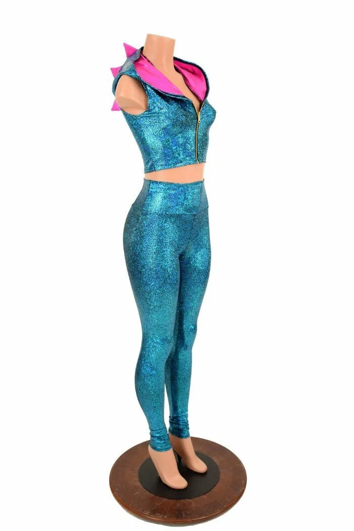 2PC Mock Dragon Catsuit (Leggings & Crop)