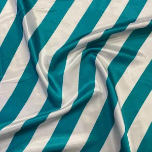 2" Satin Stripe Wholesale Fabric in White and Jade