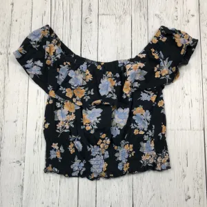 American Eagle black blue floral shirt - Hers M