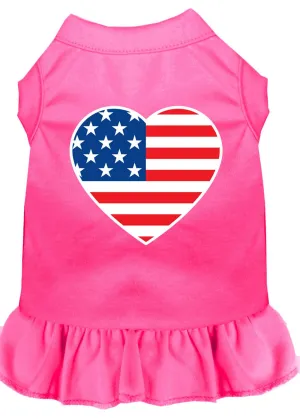 American Flag Heart Screen Print Dress Bright Pink Med (12)