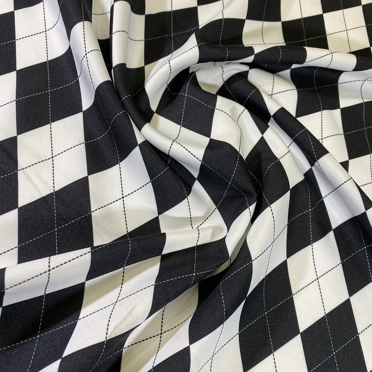 Argyle (Poly Print) Wholesale Fabric in Black and White