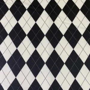 Argyle (Poly Print) Wholesale Fabric in Black and White