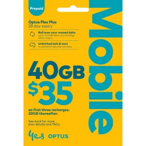 Australia mobile Optus network $35 starter SIM pack 35GB data & unlimited calls   35GB