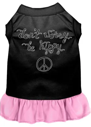 Be Hippy Screen Print Dog Dress Black With Light Pink Xxl (18)