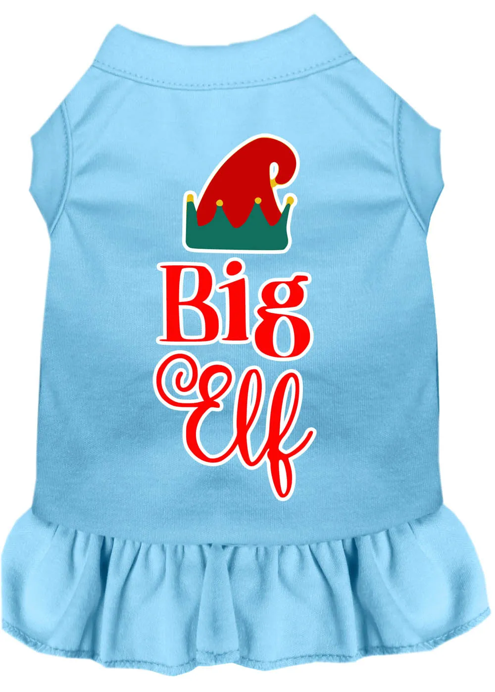 Big Elf Screen Print Dog Dress Baby Blue Lg