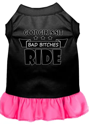 Bitches Ride Screen Print Dog Dress Black With Bright Pink Med (12)