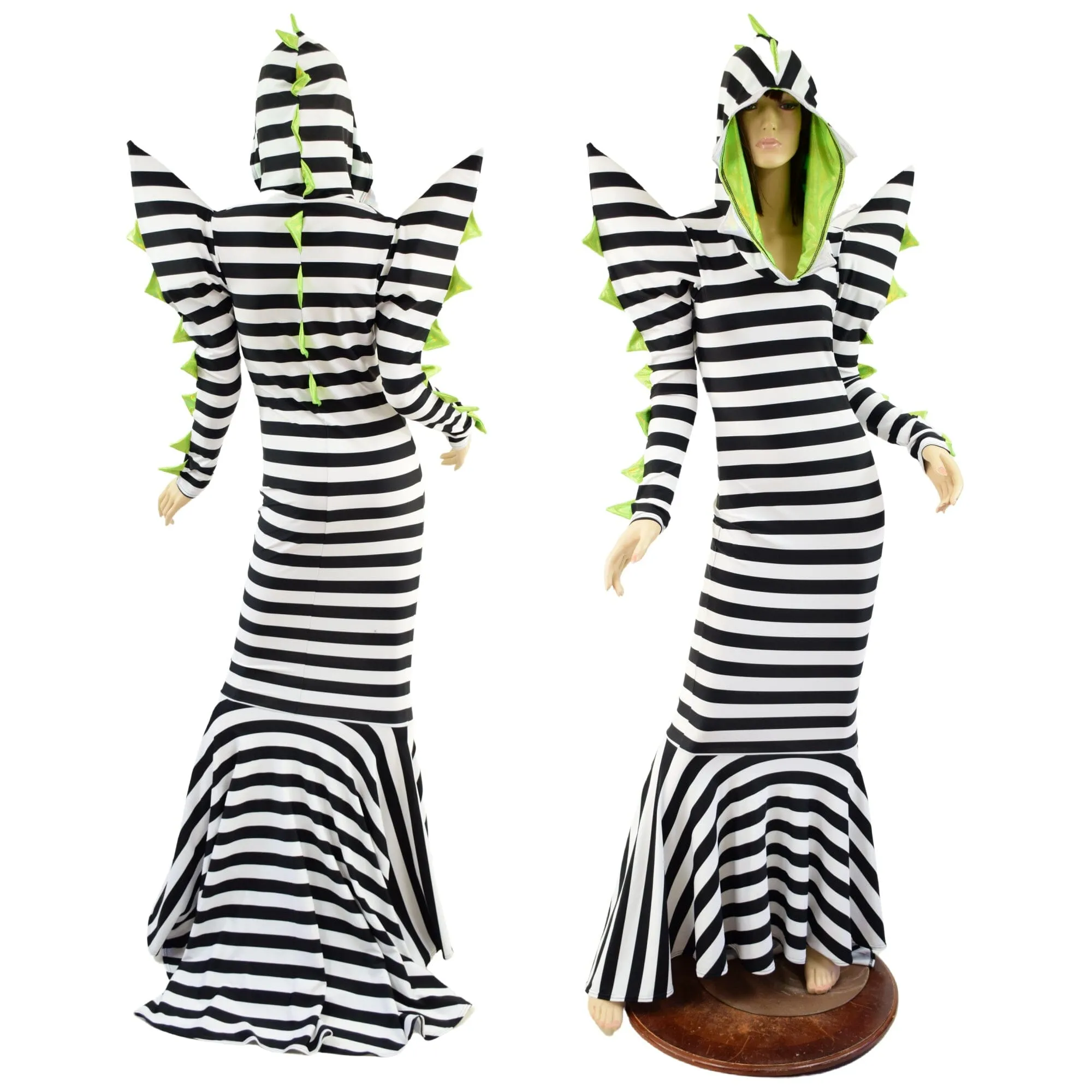 Black and White Striped Sand Worm Gown with TEETH