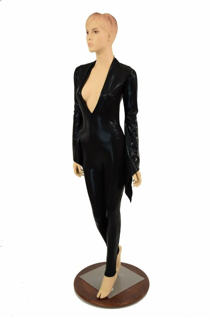 Black Mystique Plunging V Catsuit