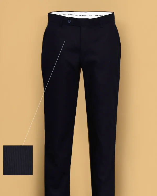 Black Stripe Textured Regular fit Cotton Pant