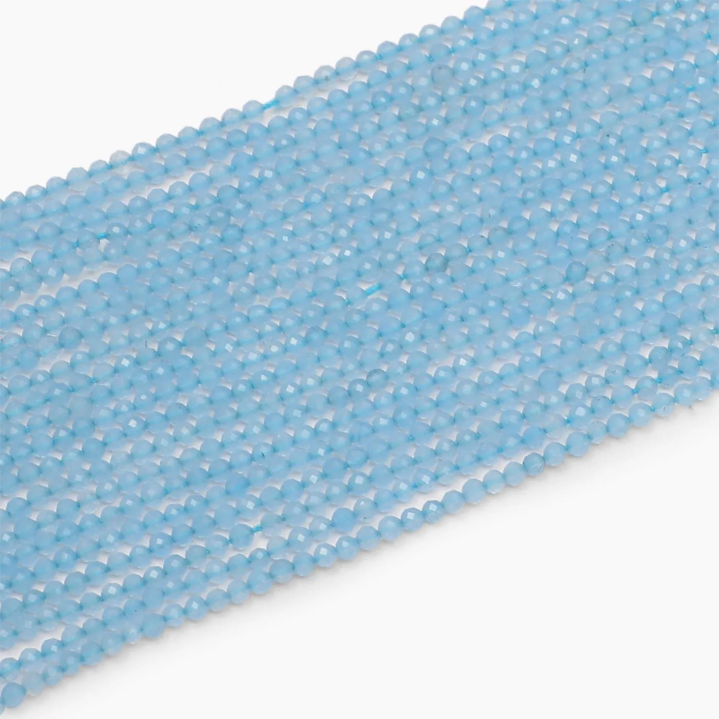 Blue Topaz Jade Quartz Diamond Cutting Beads- Sold Per Strand