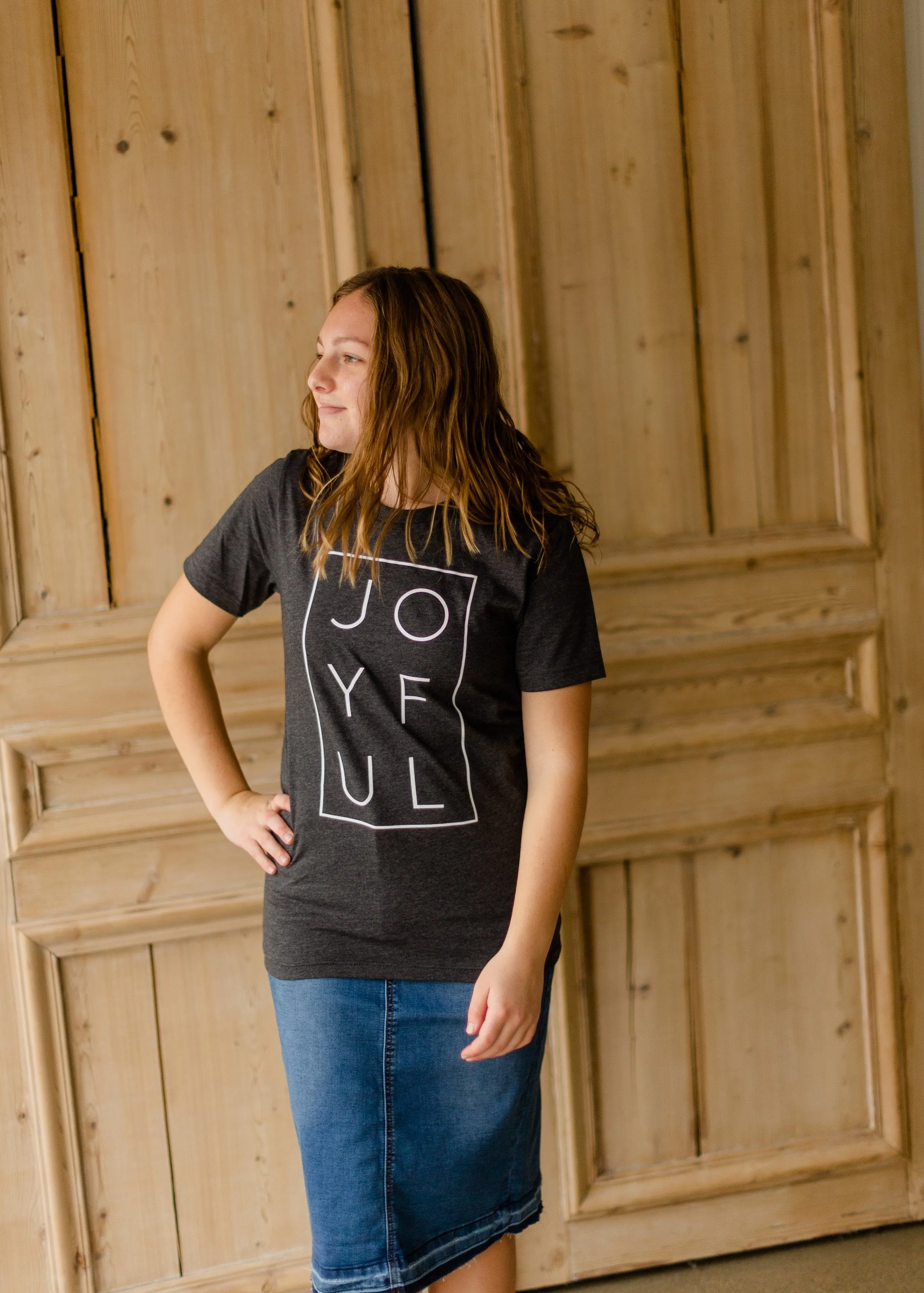 Charcoal Joyful Graphic Tee - FINAL SALE