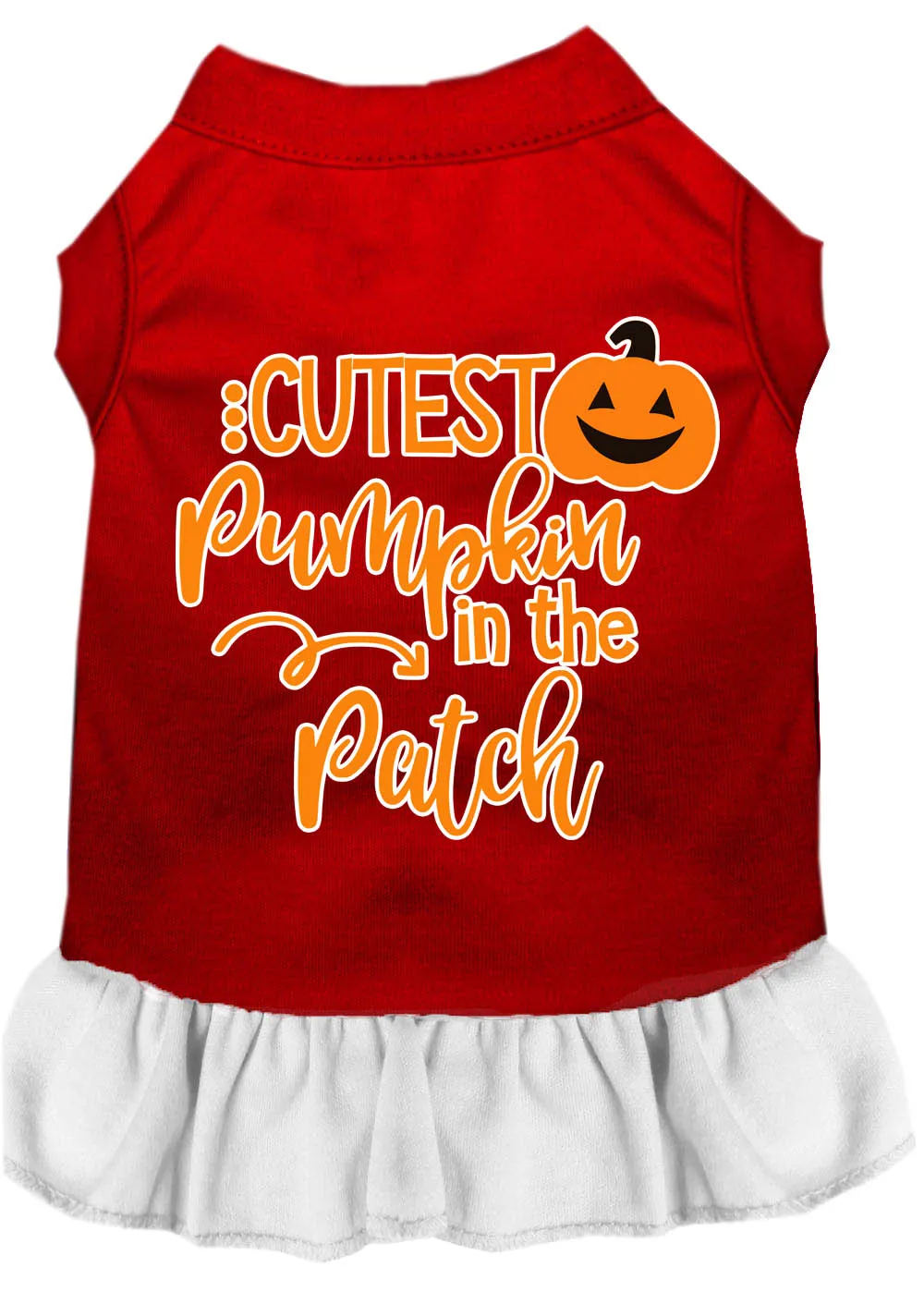 Cutest Pumpkin In The Patch Screen Print Dog Dress Red With White Xxl