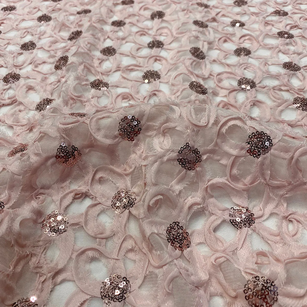 Daisy Sequins Wholesale Fabric in Blush