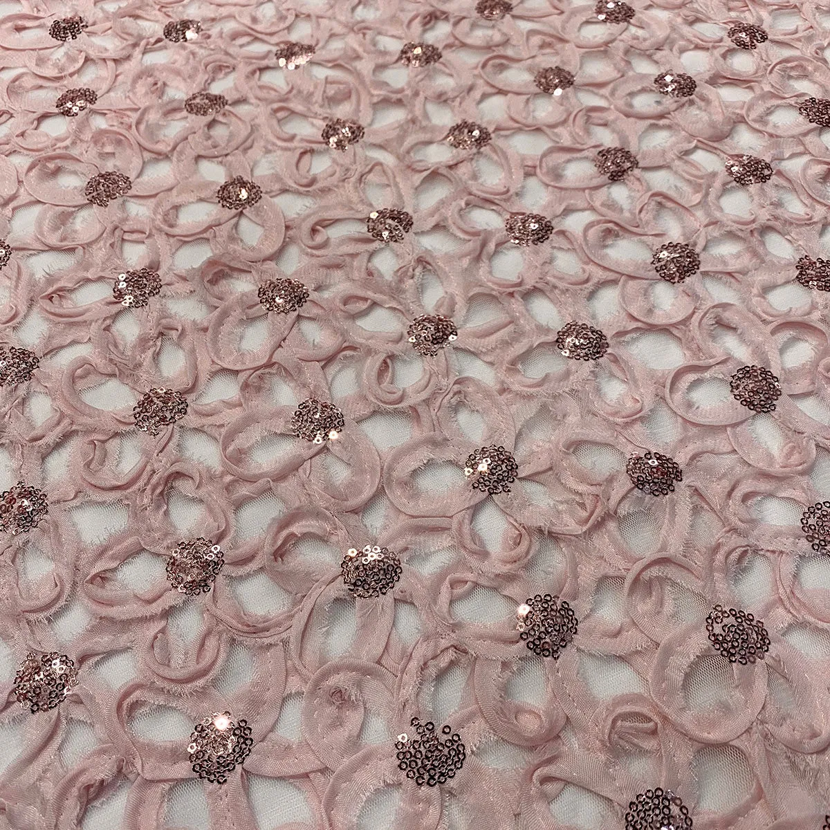 Daisy Sequins Wholesale Fabric in Blush