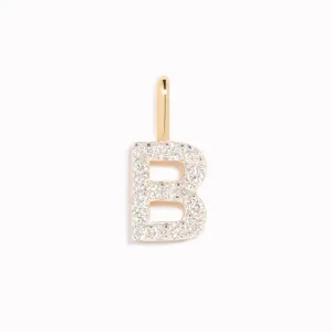 Diamond Initial Pendant 14k Gold - B