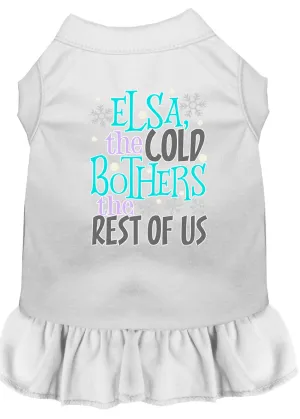 Elsa, The Cold Screen Print Dog Dress White Lg