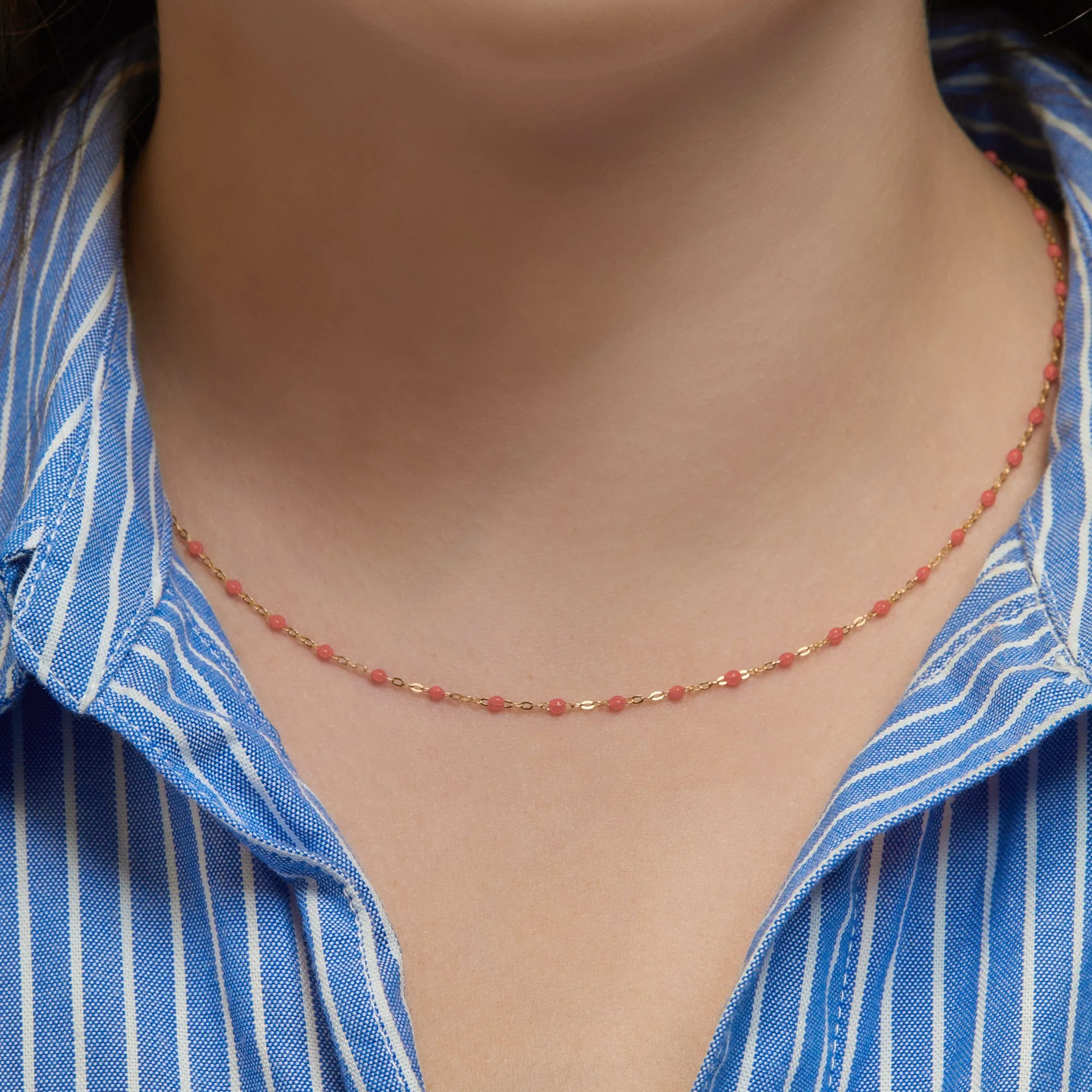 Gigi Clozeau Classic Yellow Gold Necklace in Coral