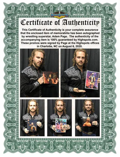 Highspots - "Hangman" Adam Page "Full Gear Ready" Hand Signed 8x10 *inc COA*