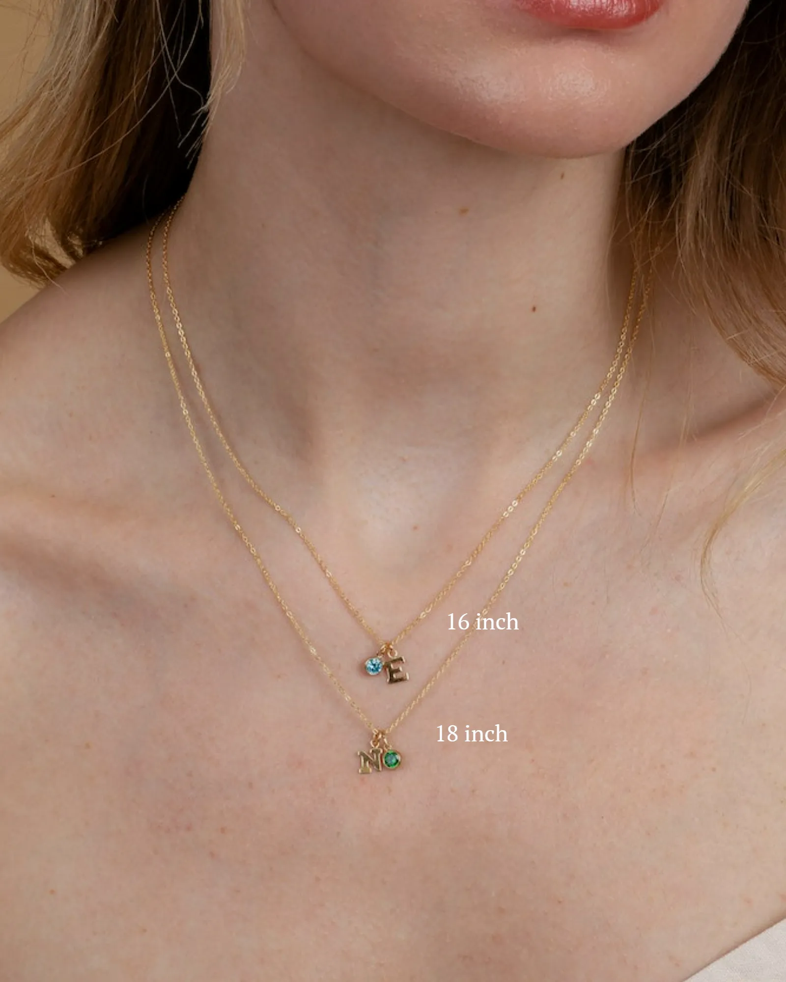 Initial U with Birthstone Necklace