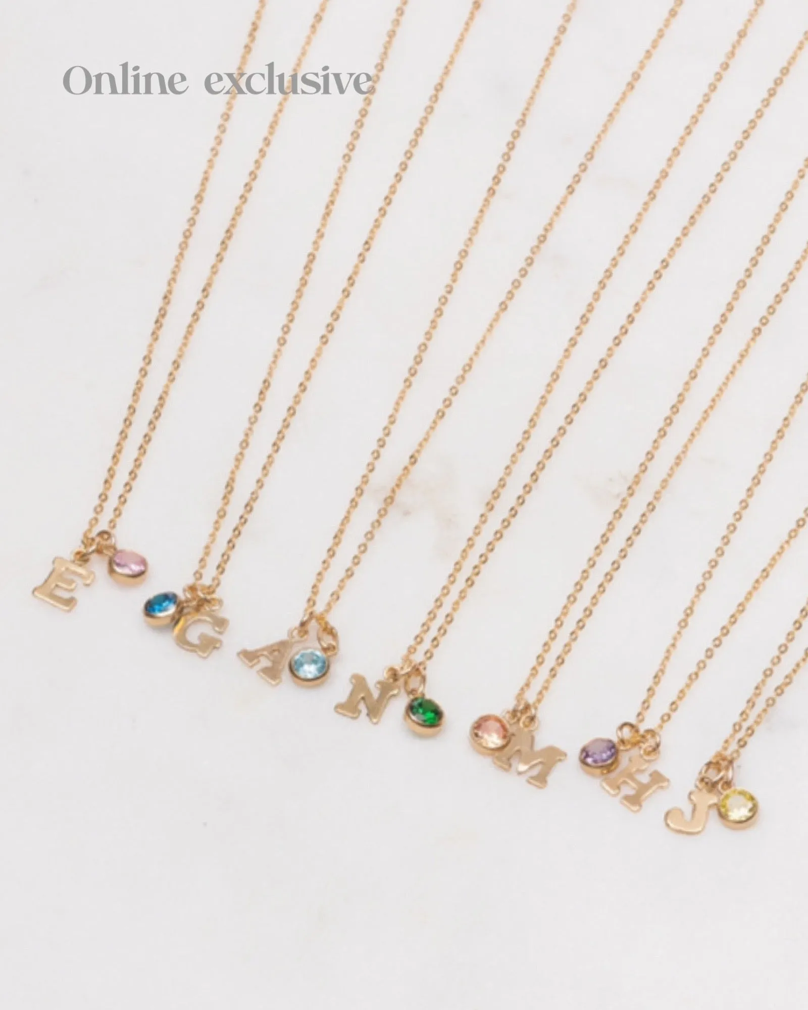 Initial U with Birthstone Necklace