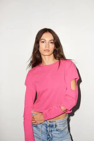 LNA Marina Long Sleeve Shirt - Neon Fuchsia Pink