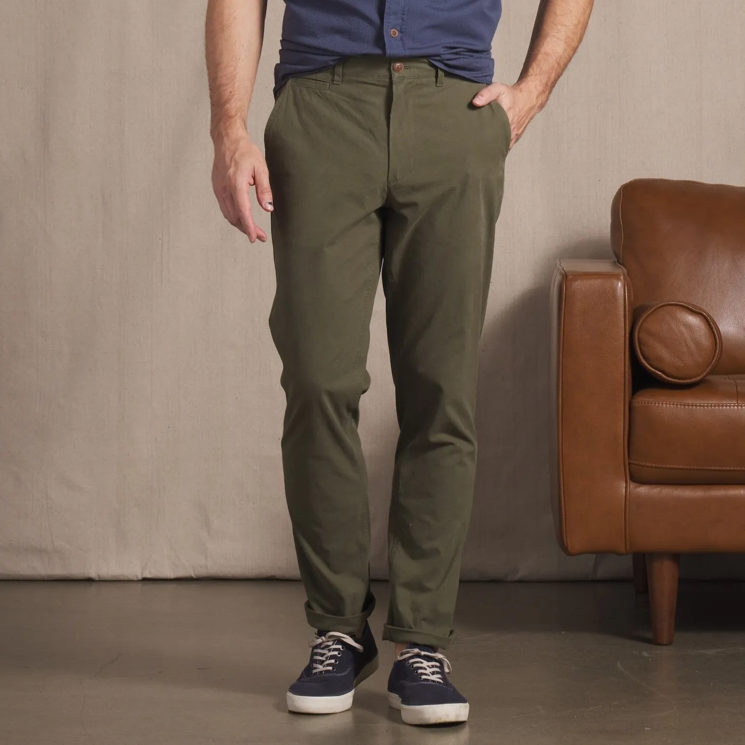 Mercer  Cotton Officer Pants - Dark Olive