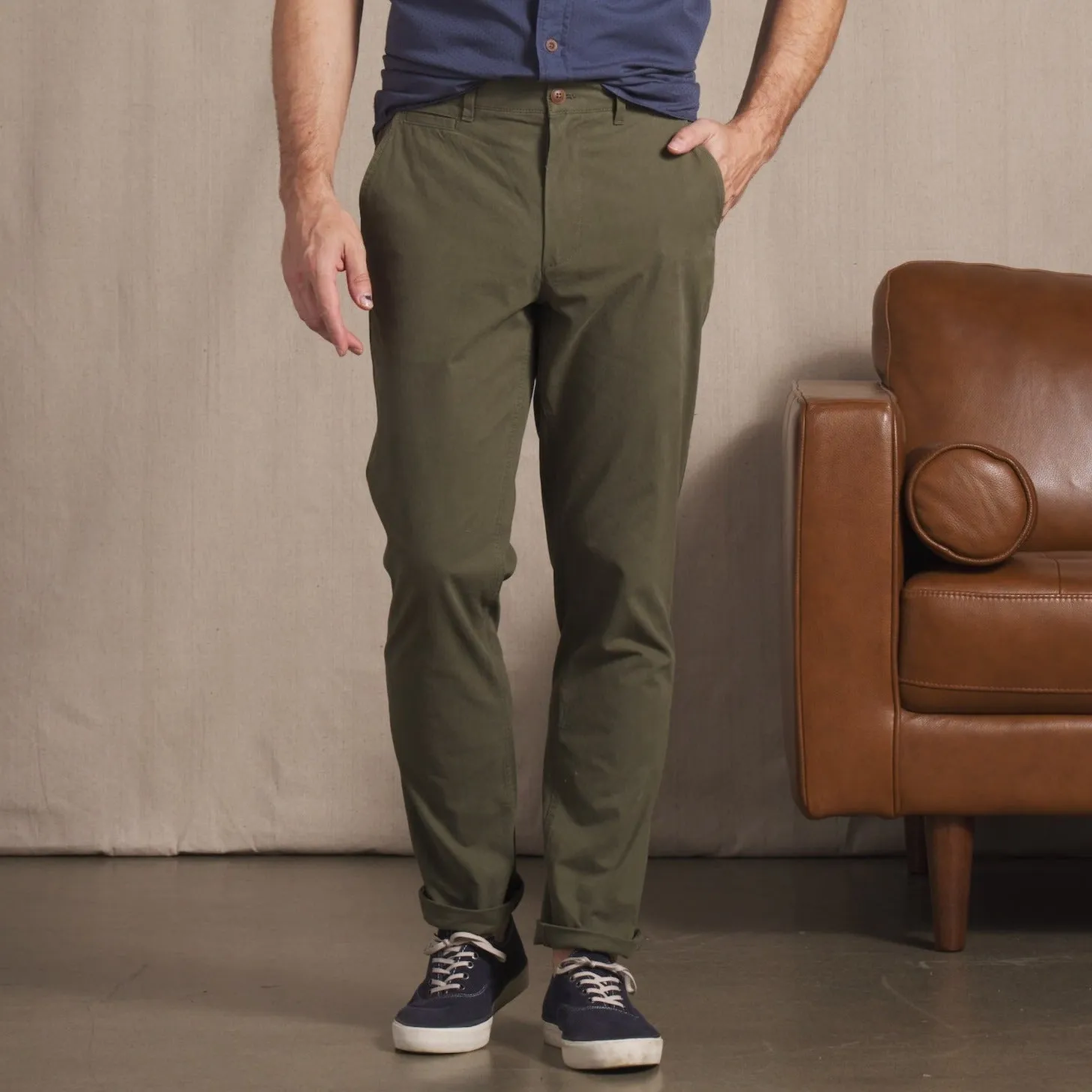 Mercer  Cotton Officer Pants - Dark Olive