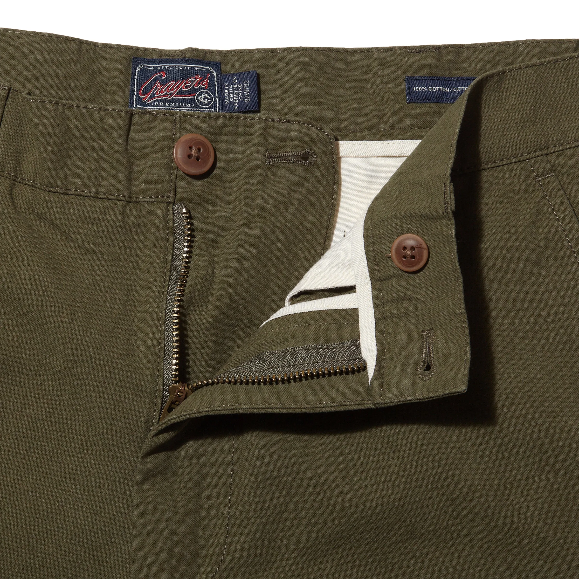 Mercer  Cotton Officer Pants - Dark Olive