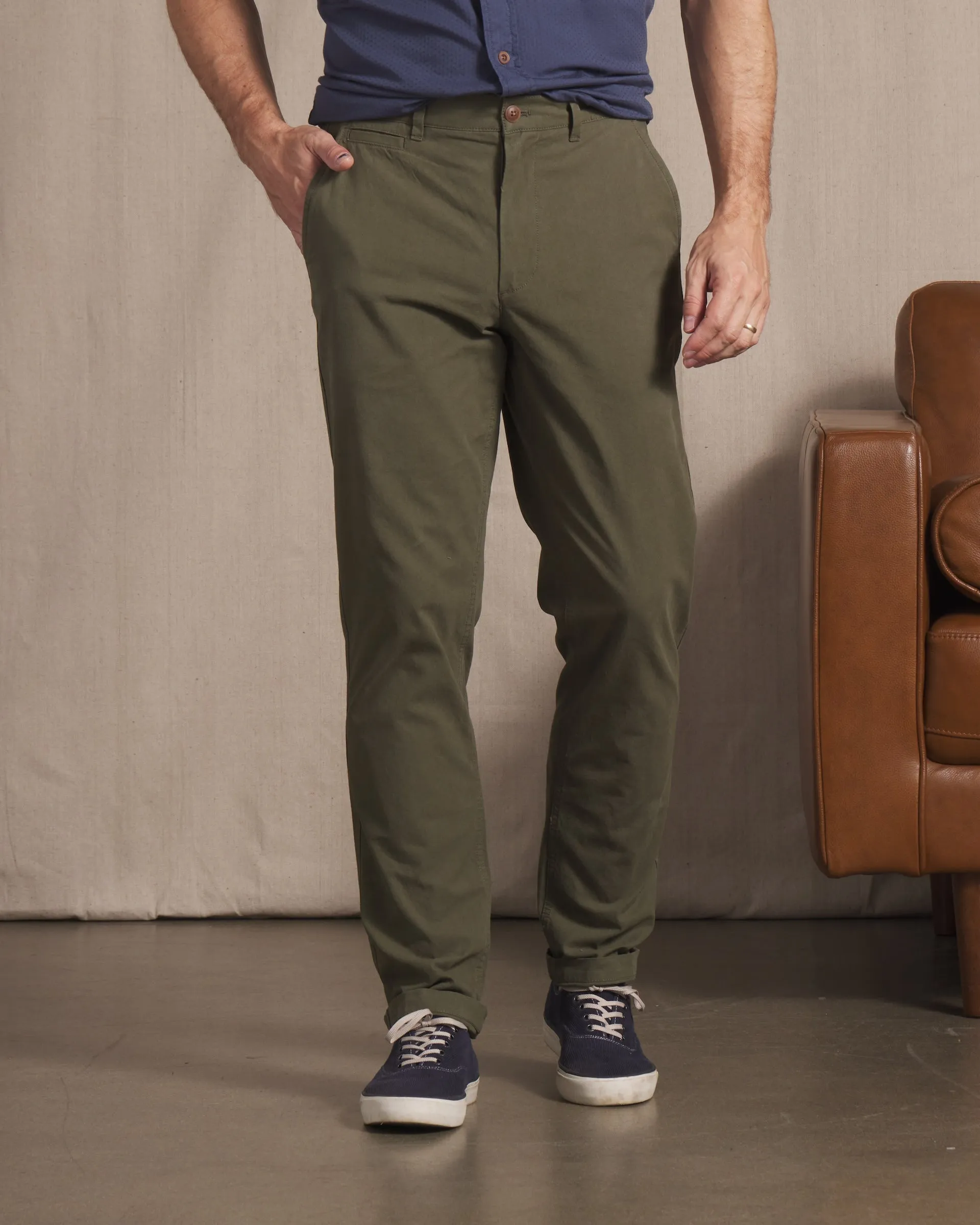 Mercer  Cotton Officer Pants - Dark Olive