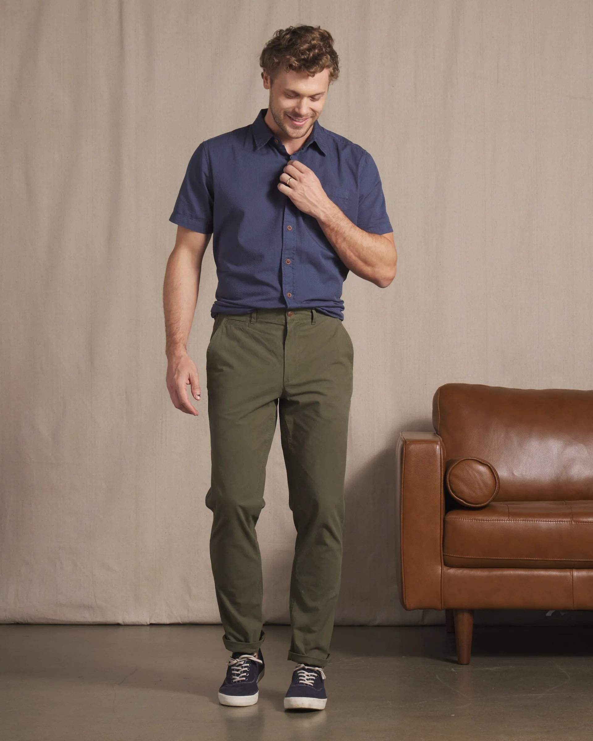 Mercer  Cotton Officer Pants - Dark Olive