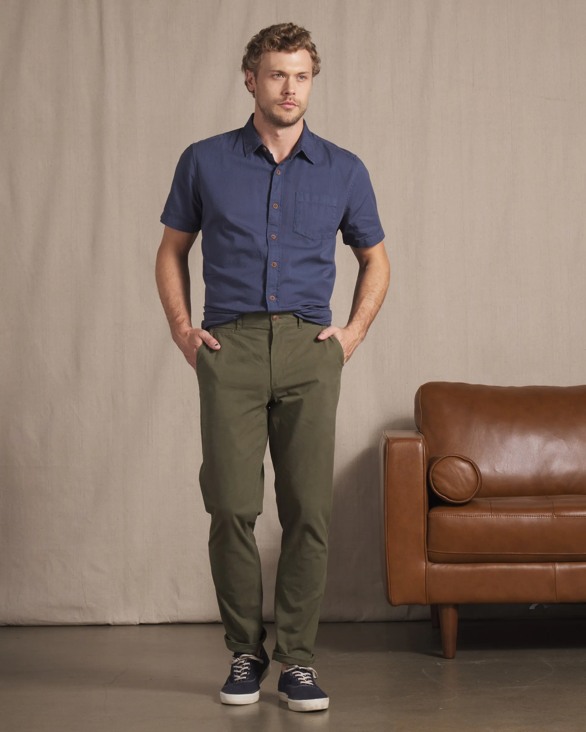 Mercer  Cotton Officer Pants - Dark Olive