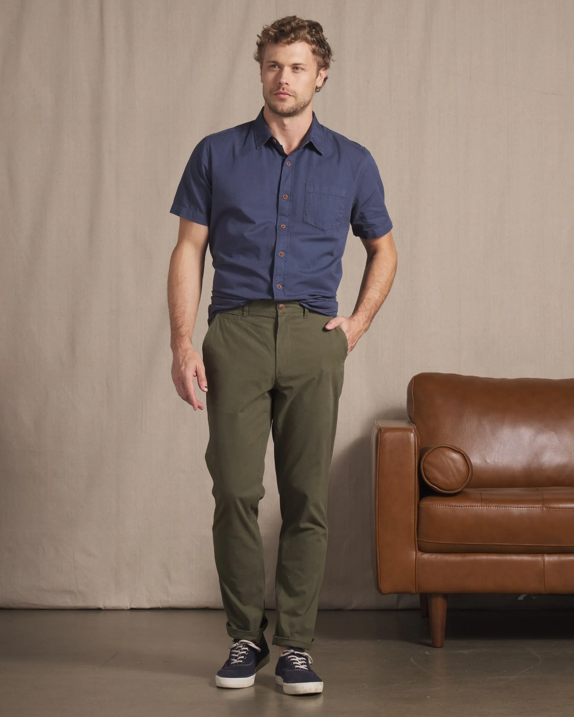 Mercer  Cotton Officer Pants - Dark Olive