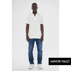 (Minor Fault) White Waffle Textured Polo