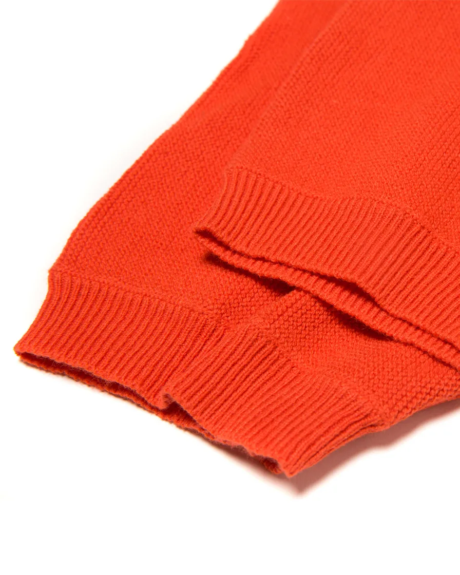 Orange Striped Knit Polo Shirt