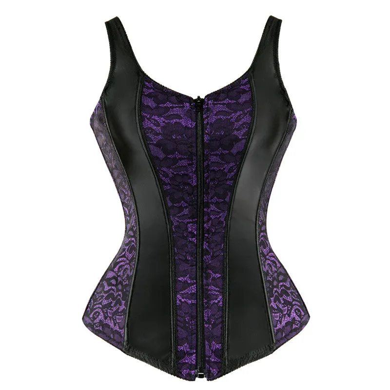 'Poison Ivy' Black and Purple Goth Lace Corset