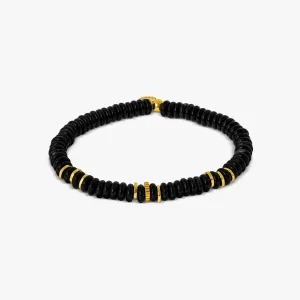 Positano Beaded Bracelet In Black With 18K Yellow Gold Plated