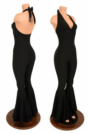 "Monroe" Halter Bell Bottom Flare Catsuit