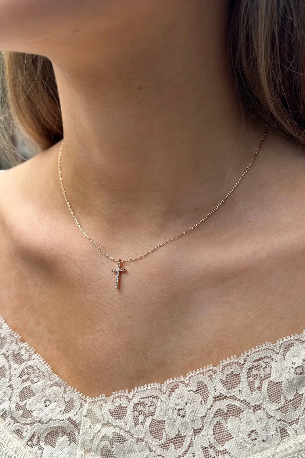 Rhinestone Cross Necklace