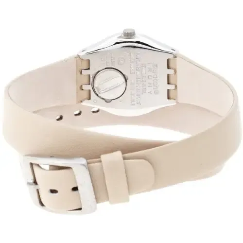 Swatch Cuepli Beige Dial Stainless Steel Leather Strap Ladies Watch YSS280