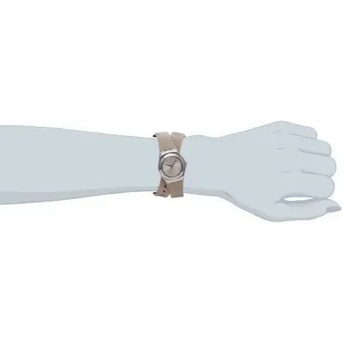 Swatch Cuepli Beige Dial Stainless Steel Leather Strap Ladies Watch YSS280