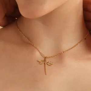 TFC Dragonfly Gold Plated Pendant Necklace