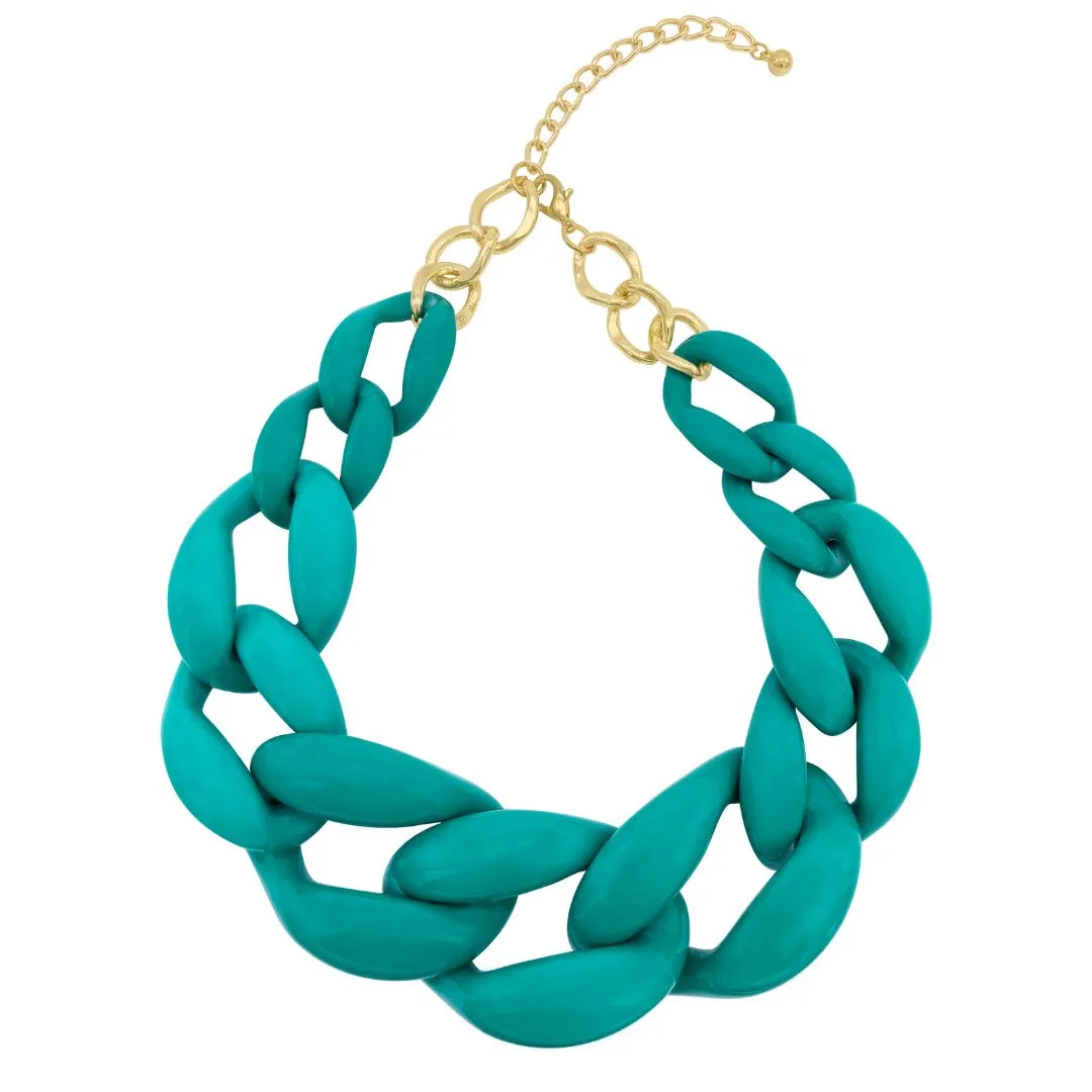 Turquoise Oversized Curb Chain Necklace gold